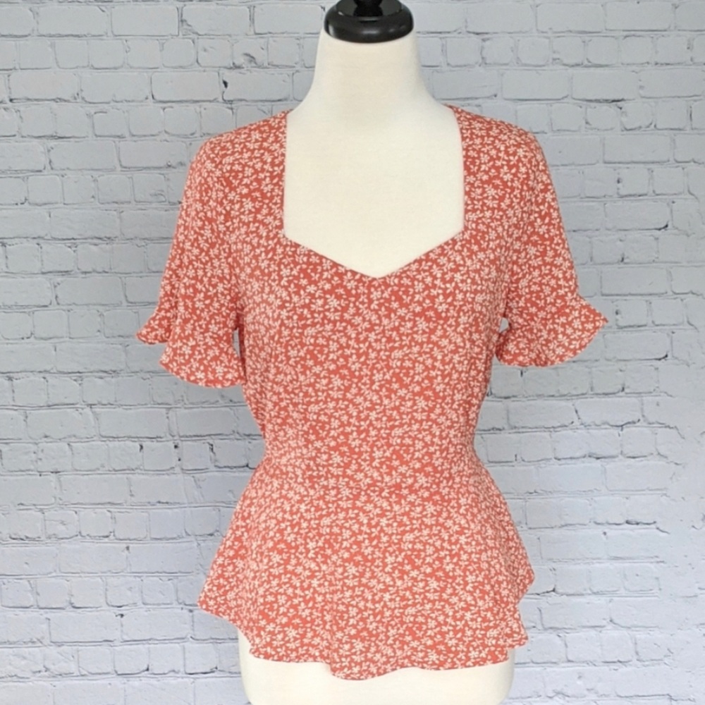 Monteau floral orange blouse
